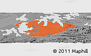 Political Panoramic Map of Xianning, desaturated