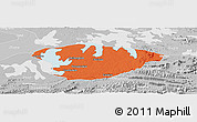 Political Panoramic Map of Xianning, lighten, desaturated