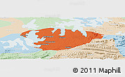Political Panoramic Map of Xianning, lighten