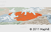 Political Panoramic Map of Xianning, lighten, semi-desaturated