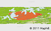 Political Panoramic Map of Xianning, physical outside