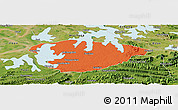 Political Panoramic Map of Xianning, satellite outside
