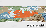 Political Panoramic Map of Xianning, semi-desaturated