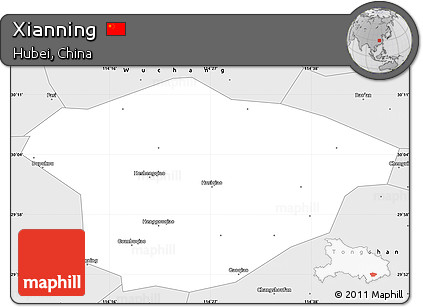 Silver Style Simple Map of Xianning
