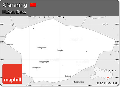 Silver Style Simple Map of Xianning