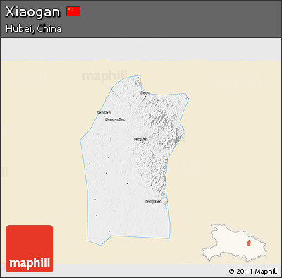 Classic Style 3D Map of Xiaogan, single color outside