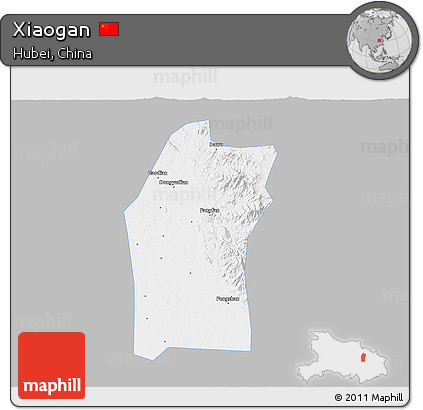 Gray 3D Map of Xiaogan, single color outside