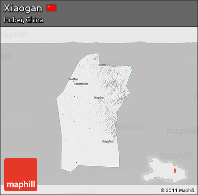 Gray 3D Map of Xiaogan, single color outside