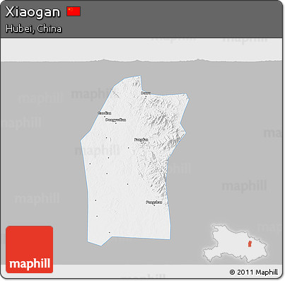Gray 3D Map of Xiaogan, single color outside