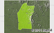 Physical 3D Map of Xiaogan, darken, semi-desaturated