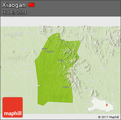 Physical 3D Map of Xiaogan, lighten