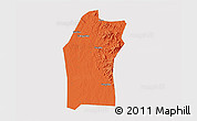 Political 3D Map of Xiaogan, cropped outside