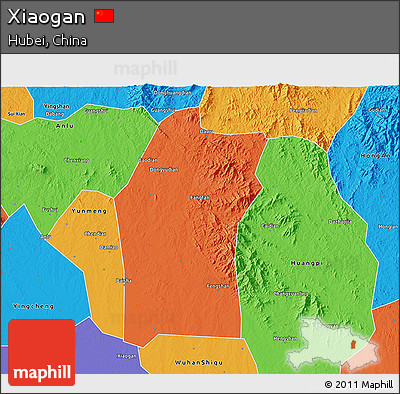 Political 3D Map of Xiaogan