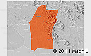 Political 3D Map of Xiaogan, lighten, desaturated