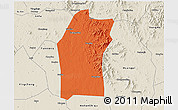 Political 3D Map of Xiaogan, shaded relief outside
