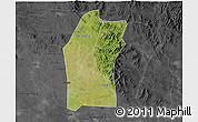 Satellite 3D Map of Xiaogan, darken, desaturated