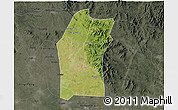 Satellite 3D Map of Xiaogan, darken, semi-desaturated