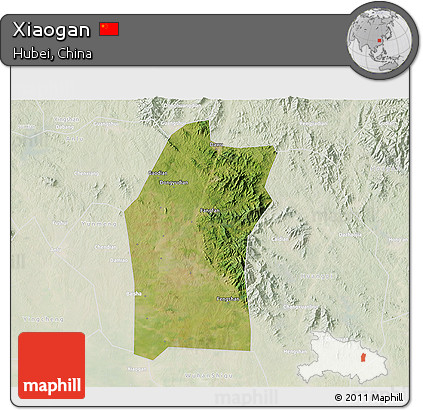 Satellite 3D Map of Xiaogan, lighten