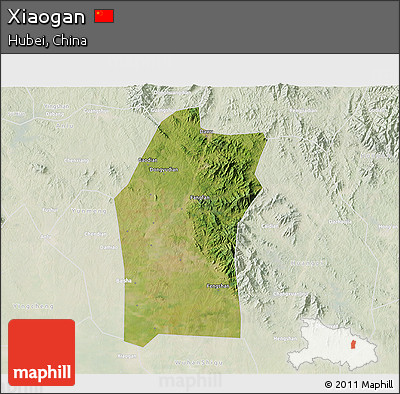 Satellite 3D Map of Xiaogan, lighten