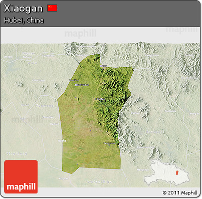Satellite 3D Map of Xiaogan, lighten