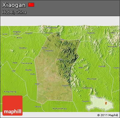 Satellite 3D Map of Xiaogan, physical outside