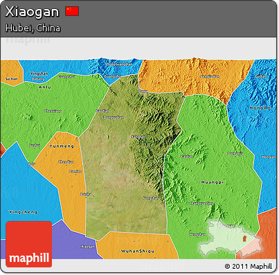 Satellite 3D Map of Xiaogan, political outside