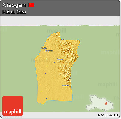 Savanna Style 3D Map of Xiaogan, single color outside