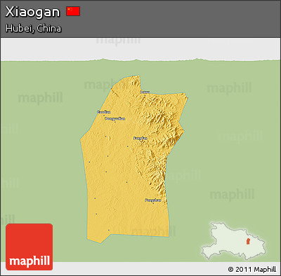 Savanna Style 3D Map of Xiaogan, single color outside