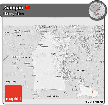Silver Style 3D Map of Xiaogan