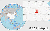 Gray Location Map of Xiaogan, highlighted country