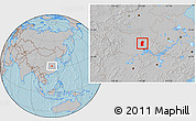 Gray Location Map of Xiaogan, hill shading