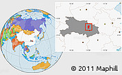 Political Location Map of Xiaogan, highlighted country, highlighted parent region