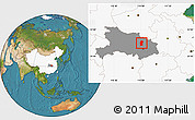 Satellite Location Map of Xiaogan, highlighted country, highlighted parent region