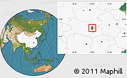 Satellite Location Map of Xiaogan, highlighted country
