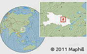 Savanna Style Location Map of Xiaogan, highlighted parent region, hill shading