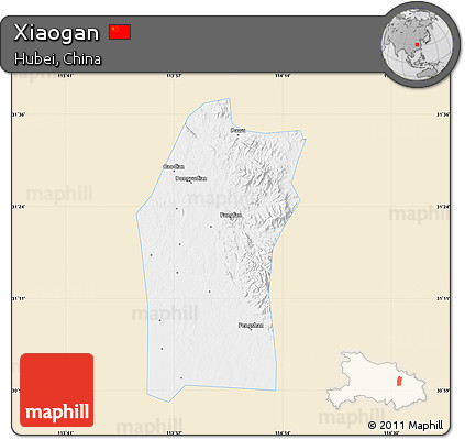 Classic Style Map of Xiaogan, single color outside