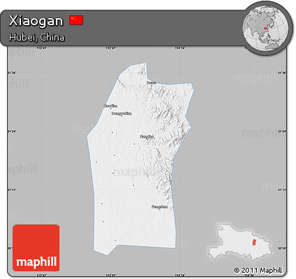 Gray Map of Xiaogan, single color outside