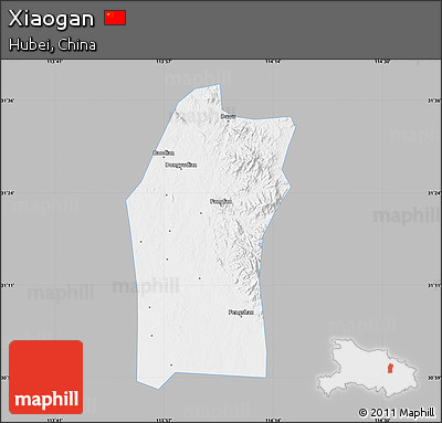 Gray Map of Xiaogan, single color outside