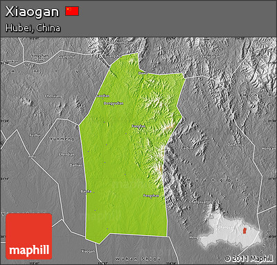 Physical Map of Xiaogan, desaturated