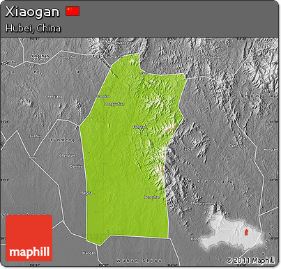 Physical Map of Xiaogan, desaturated