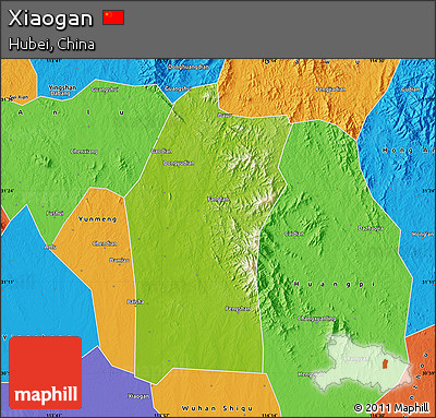 Physical Map of Xiaogan, political outside