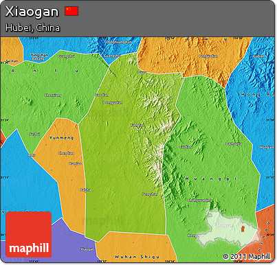 Physical Map of Xiaogan, political outside