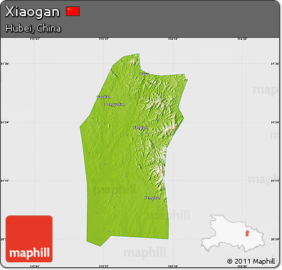 Physical Map of Xiaogan, single color outside