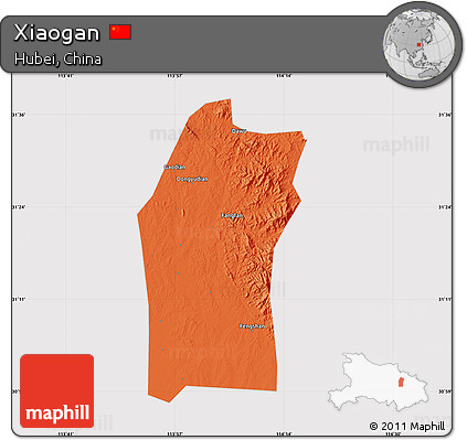 Political Map of Xiaogan, cropped outside