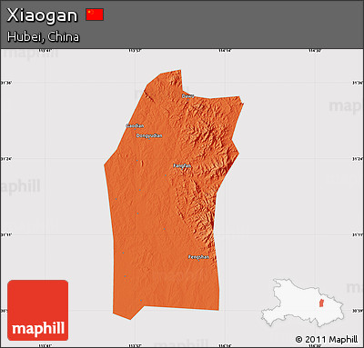 Political Map of Xiaogan, cropped outside