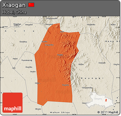 Political Map of Xiaogan, shaded relief outside