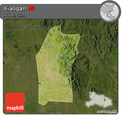 Satellite Map of Xiaogan, darken
