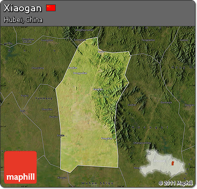 Satellite Map of Xiaogan, darken