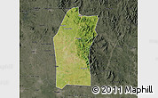 Satellite Map of Xiaogan, darken, semi-desaturated