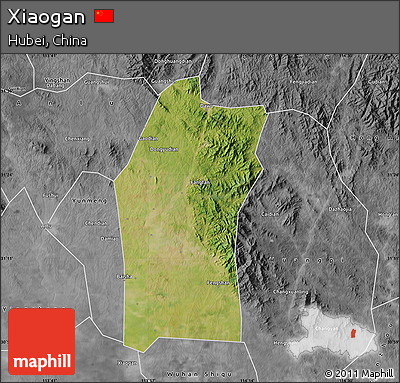 Satellite Map of Xiaogan, desaturated